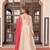 Off-white jacquard gown with red dupatta