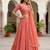  peach embroidered georgette festival lehenga set choli with dupatta