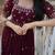 Maroon zari sequin embroidered faux georgette kurta