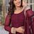 Maroon sequins embroidered georgette anarkali kurta set