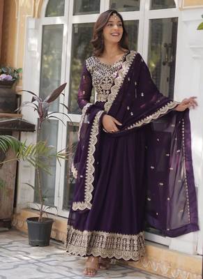 Wine premium designer readymade gown 3