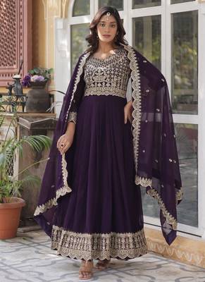 Wine premium designer readymade gown 4