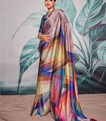 multicolour crape digital printed casual wear saree
