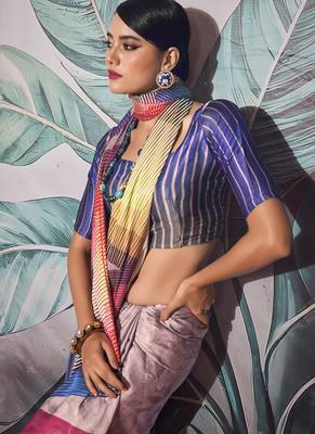 multicolour crape digital printed casual wear saree 2