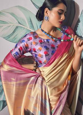 multicolour crape digital printed casual wear saree 2