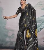 black crape digital printed casual wear saree