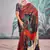 red & multicolour crape digital printed casual wear saree