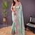Light Green Color Cross Stich Floral Design Embroidery Work Cut Work Glossy Silk Saree