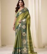 Dark parrot green  handloom tissue soft silk saree – elegant & lightweight traditional wear