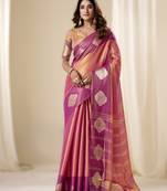 Rani pink  handloom tissue soft silk saree – elegant & lightweight traditional wear