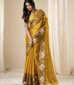 Mustard  handloom tissue soft silk saree – elegant & lightweight traditional wear