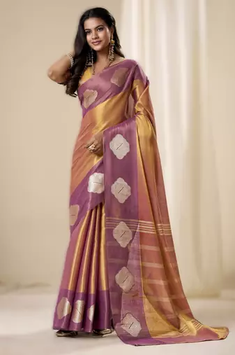 purple  handloom tissue soft silk saree – elegant & lightweight traditional wear