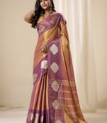 purple  handloom tissue soft silk saree – elegant & lightweight traditional wear