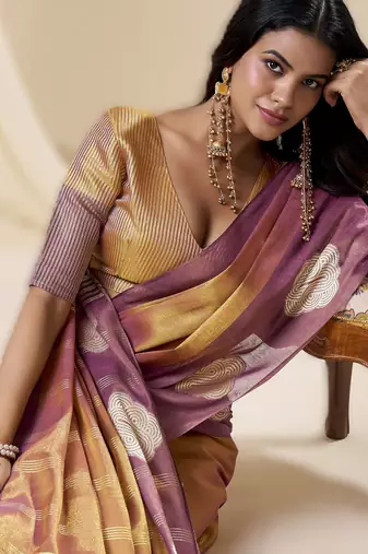 purple tissue soft silk blend saree elegant & lightweight wear