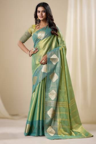 light parrot green handloom tissue soft silk saree – elegant & lightweight traditional wear