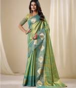 light parrot green handloom tissue soft silk saree – elegant & lightweight traditional wear