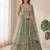 green embroidered soft net lehenga set choli with dupatta