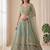 green embroidered soft net lehenga set choli with dupatta