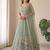 green embroidered soft net lehenga set choli with dupatta
