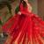 Red faux blooming embroidered gown