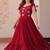 Red faux blooming embroidered work gown