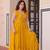 Yellow faux blooming embroidered work gown