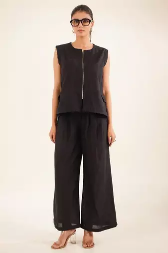 Black vest top and palazzo