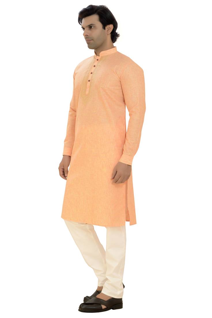 Arruga sylish cotton linen embroidery kurta pyjama