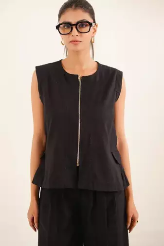 Black vest top and palazzo