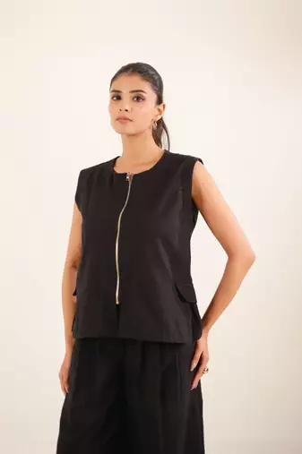 Black vest top and palazzo