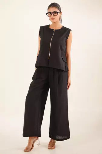 Black vest top and palazzo
