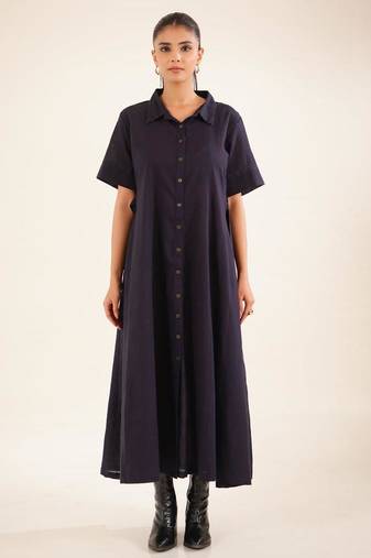 Midnight blue front open dress