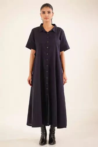 Midnight blue front open dress