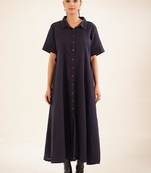 Midnight blue front open dress