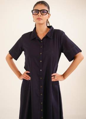 Midnight blue front open dress 2