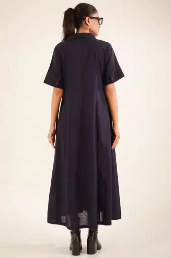 Midnight blue front open dress