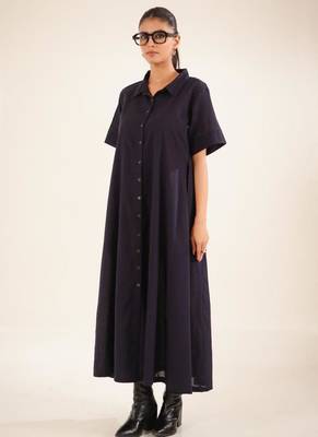 Midnight blue front open dress 5