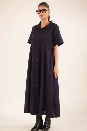 Midnight blue front open dress