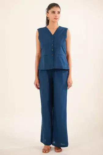 Royal blue vest top and palazzo