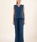 Royal blue vest top and palazzo