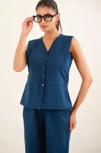 Royal blue vest top and palazzo