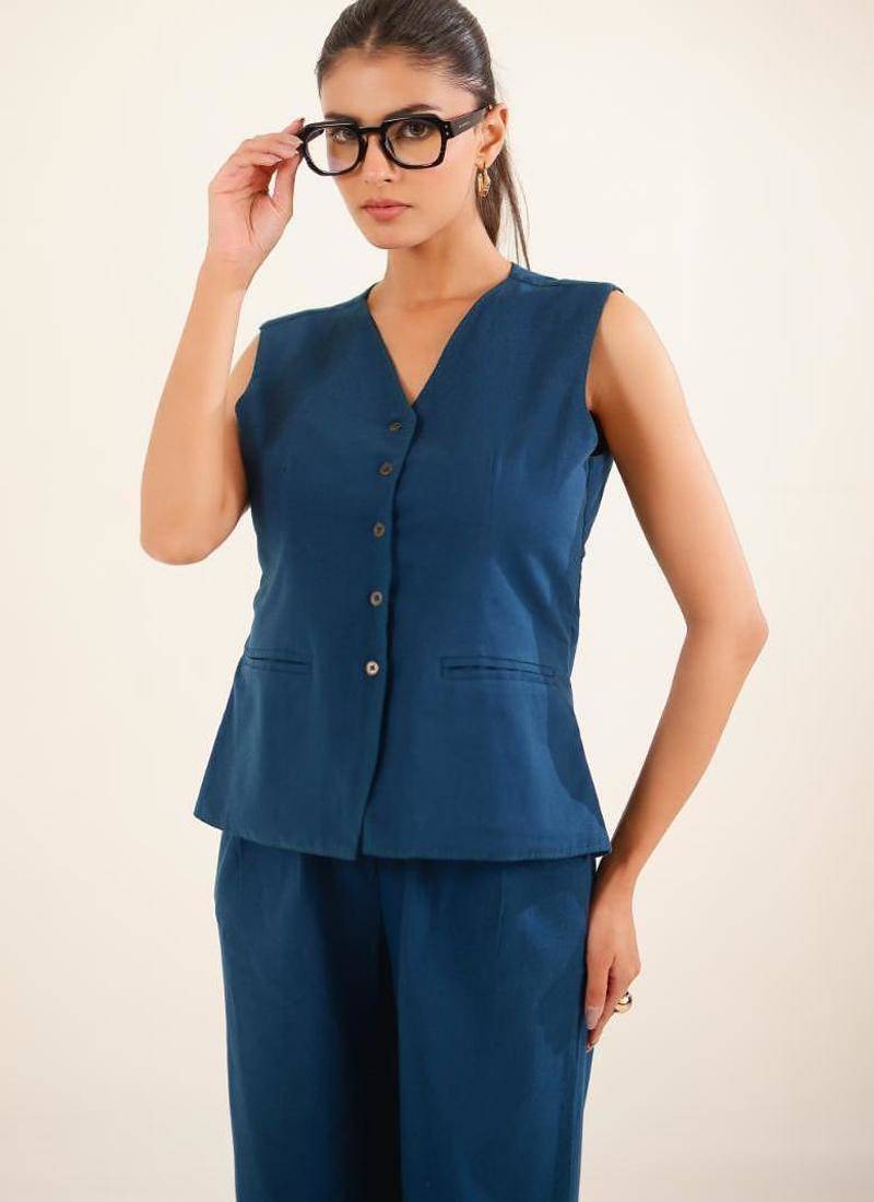 Royal blue vest top and palazzo