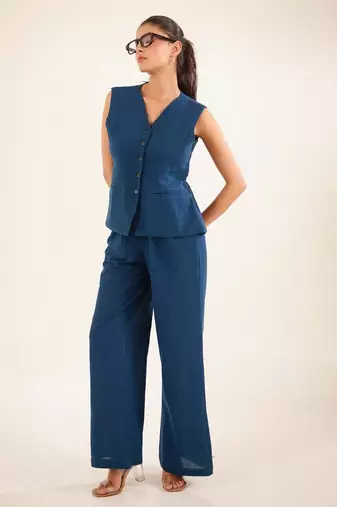 Royal blue vest top and palazzo