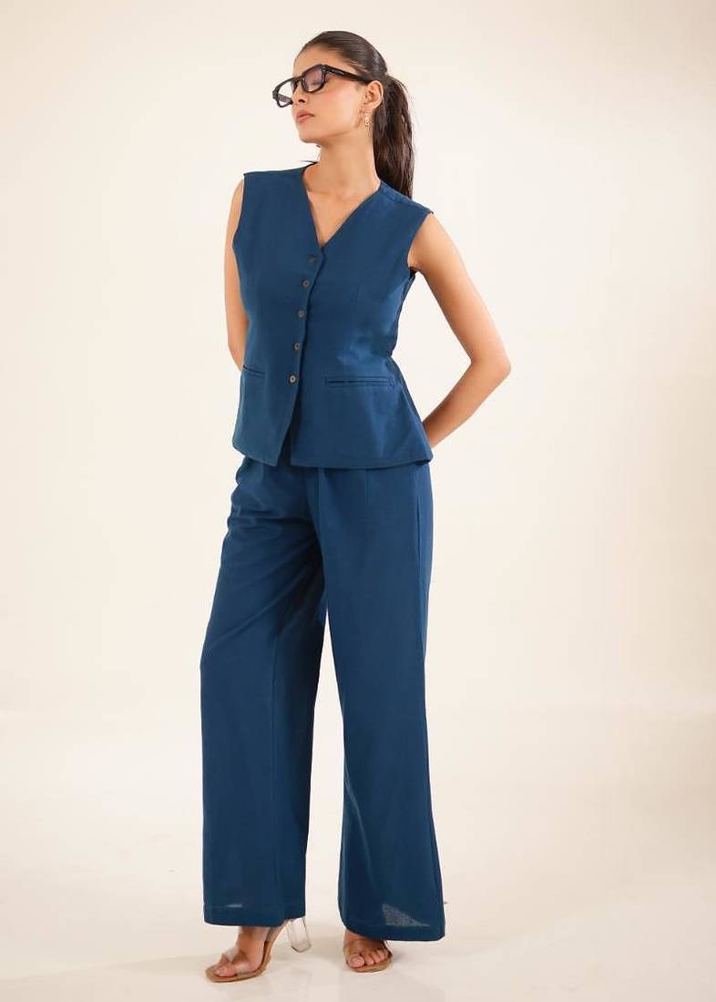 Royal blue vest top and palazzo