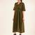 Olive green front open button down dress