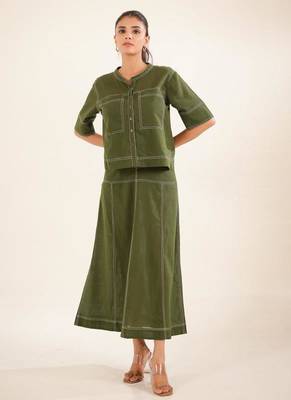 Mehendi green top shirt and skirt 1