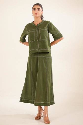 Mehendi green top shirt and skirt