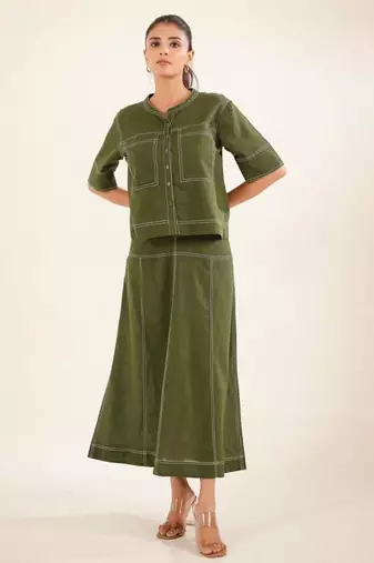 Mehendi green top shirt and skirt