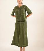 Mehendi green top shirt and skirt