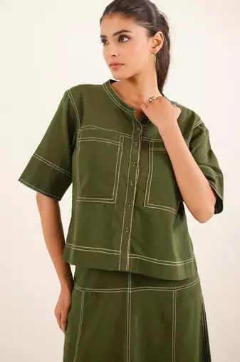 Mehendi green top shirt and skirt